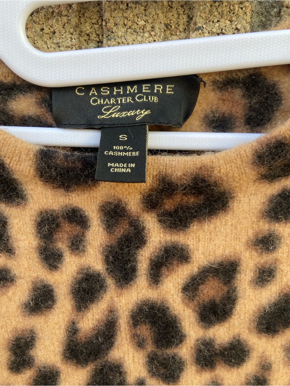 Charter Club cashmere Leopard-Print Crewneck Sweater in Tan and Black - Picture 3 of 4